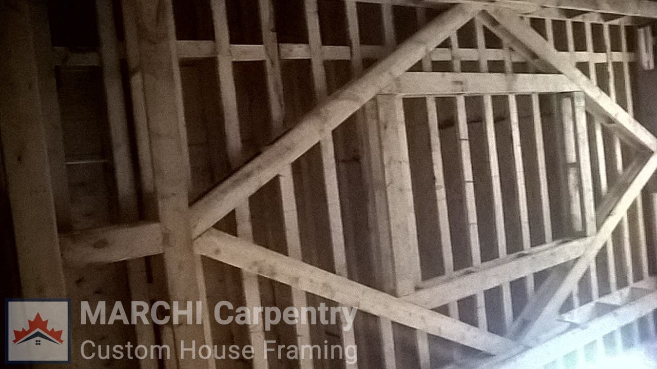 Timber roof framing structure by Marchi Carpentry