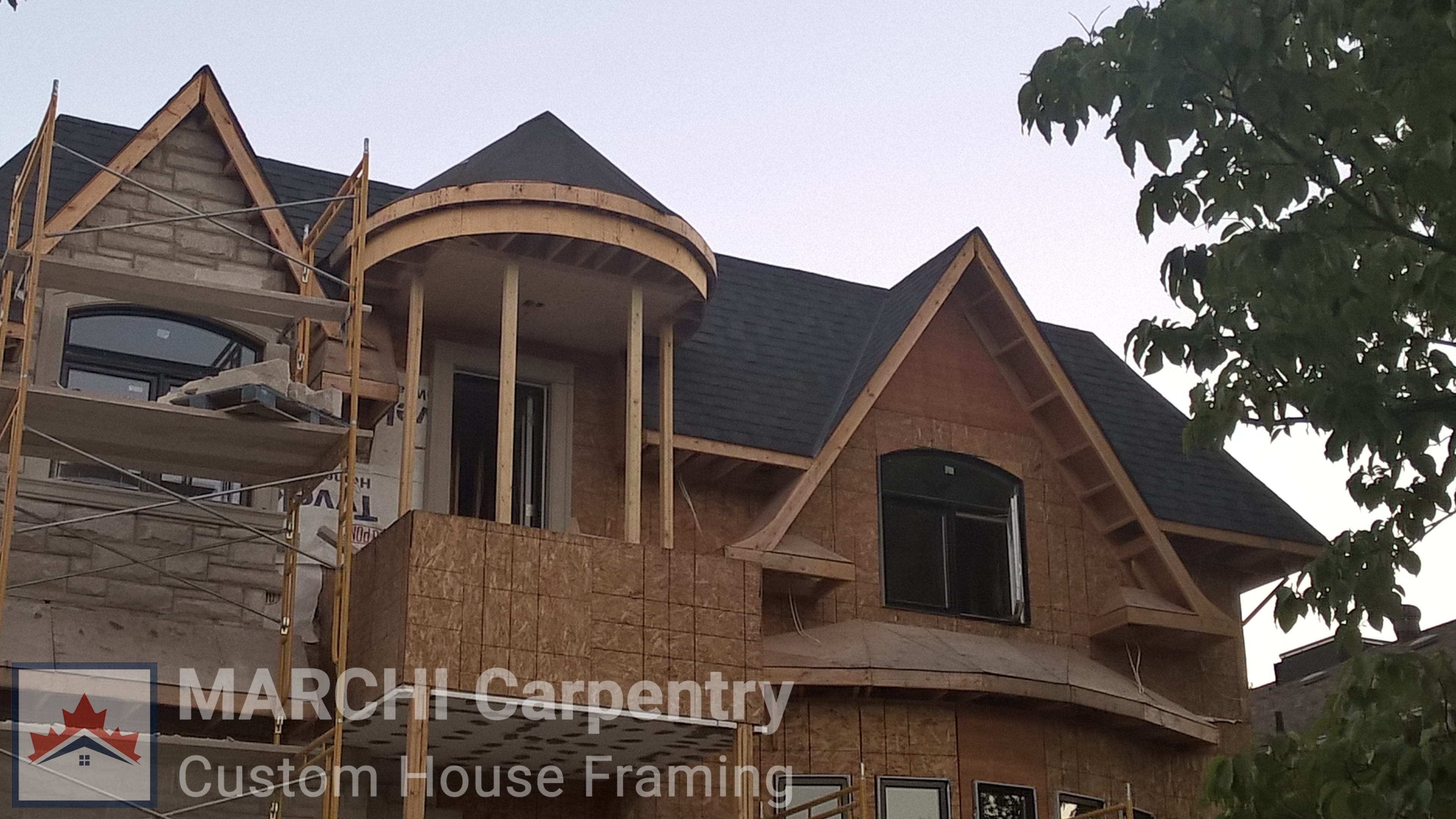 Marchi Carpentry crew framing a custom home in the Greater Toronto Area